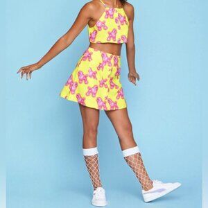 Hayley Elsaesser pink poodle pattern top Sz M